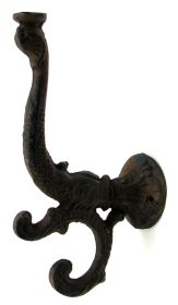 Cast Iron Rust Dolphin Hook Set of 2