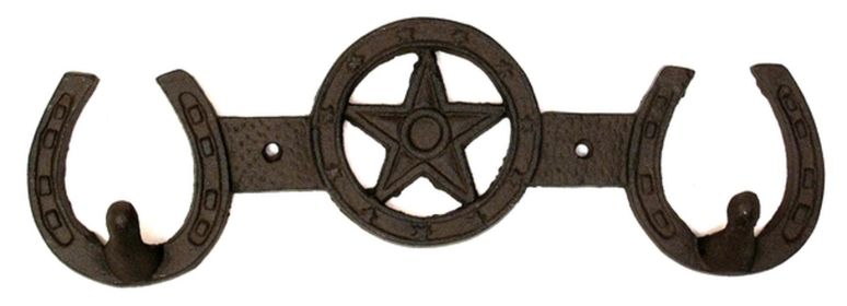 Cast Iron Star Horseshoe 2 Hook Rack