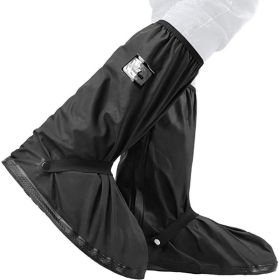 Black Waterproof Rain Boot; Shoe Cover With Reflector; High Top Clear Shoes Dust Covers For Motorcycle Bike (Color: black)