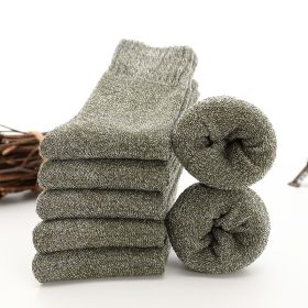 5 Pairs Thicken Wool Socks Men High Quality Towel Keep Warm Winter Socks Cotton Christmas Gift Socks For Man Thermal Size 38-45 (Color: 5 pair green)