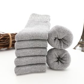 5 Pairs Thicken Wool Socks Men High Quality Towel Keep Warm Winter Socks Cotton Christmas Gift Socks For Man Thermal Size 38-45 (Color: 5 pair light grey)