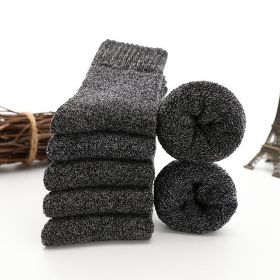 5 Pairs Thicken Wool Socks Men High Quality Towel Keep Warm Winter Socks Cotton Christmas Gift Socks For Man Thermal Size 38-45 (Color: 5 pair black)