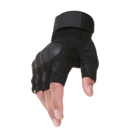 Tactical Hard Knuckle Fingerless Gloves For Hunting Shooting Airsoft Paintball (Color: black)