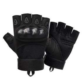 Half Finger Men's Gloves Outdoor Military Tactical Gloves Sports Shooting Hunting Airsoft Motorcycle Cycling Gloves (Color: black)