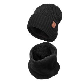 OZERO Men's Winter Hat Beanie Scarf Set Warm Knit Hats Neck Warmer with Thermal Polar Fleece Lining Winter Set for Women (Color: black)