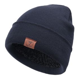 OZERO Winter Beanie Daily Hat - Thermal Polar Fleece Ski Stocking Skull Cap for Men and Women (Color: Navy Blue)