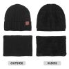 OZERO Men's Winter Hat Beanie Scarf Set Warm Knit Hats Neck Warmer with Thermal Polar Fleece Lining Winter Set for Women